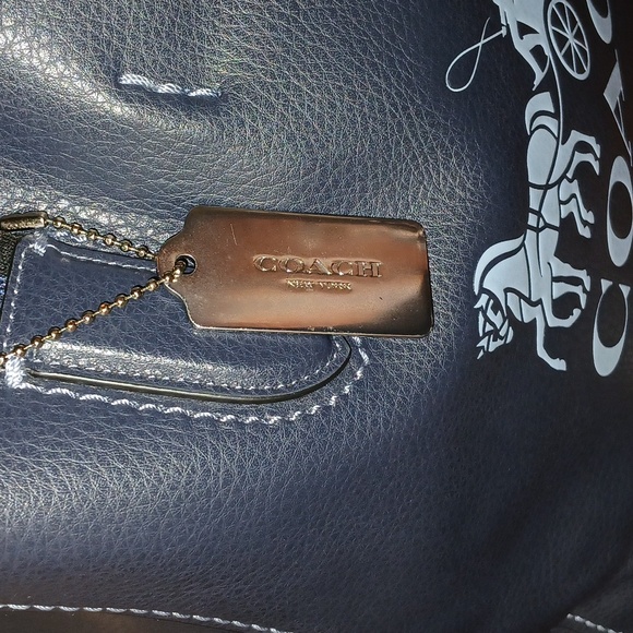 Coach Derby Dark Blue Leather Tote - Picture 2 of 16